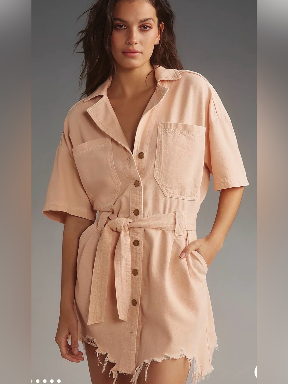 Pilcro Peach Utility Short-Sleeve Romper
